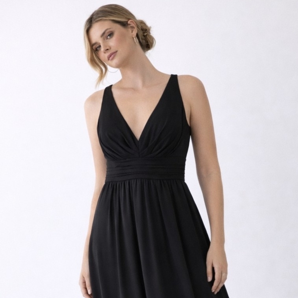 NWT Lulus Leading Role Maxi Dress XL Black Chiffon V-Neck Floor-Length Gown Prom